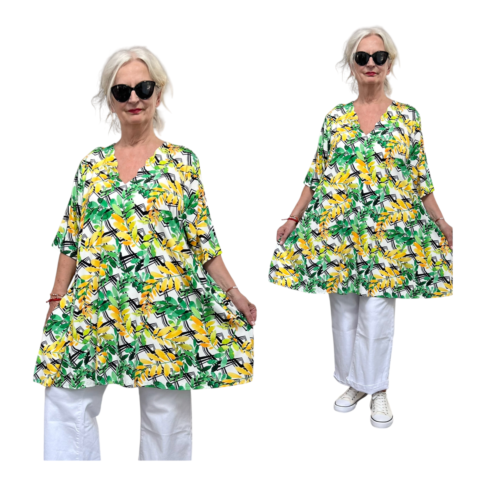 Naveed oversized viscose A-lijn tuniek met aparte decolleté/ stretch