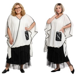CN-G oversized viscose tuniek wit/zwart