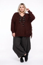 ITALIA oversized acryl mix gebreide top met franjes /in meerdere kleuren