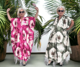 ITALIA oversized zijdelook jurk/hemd/kaftan/in meerdere kleuren