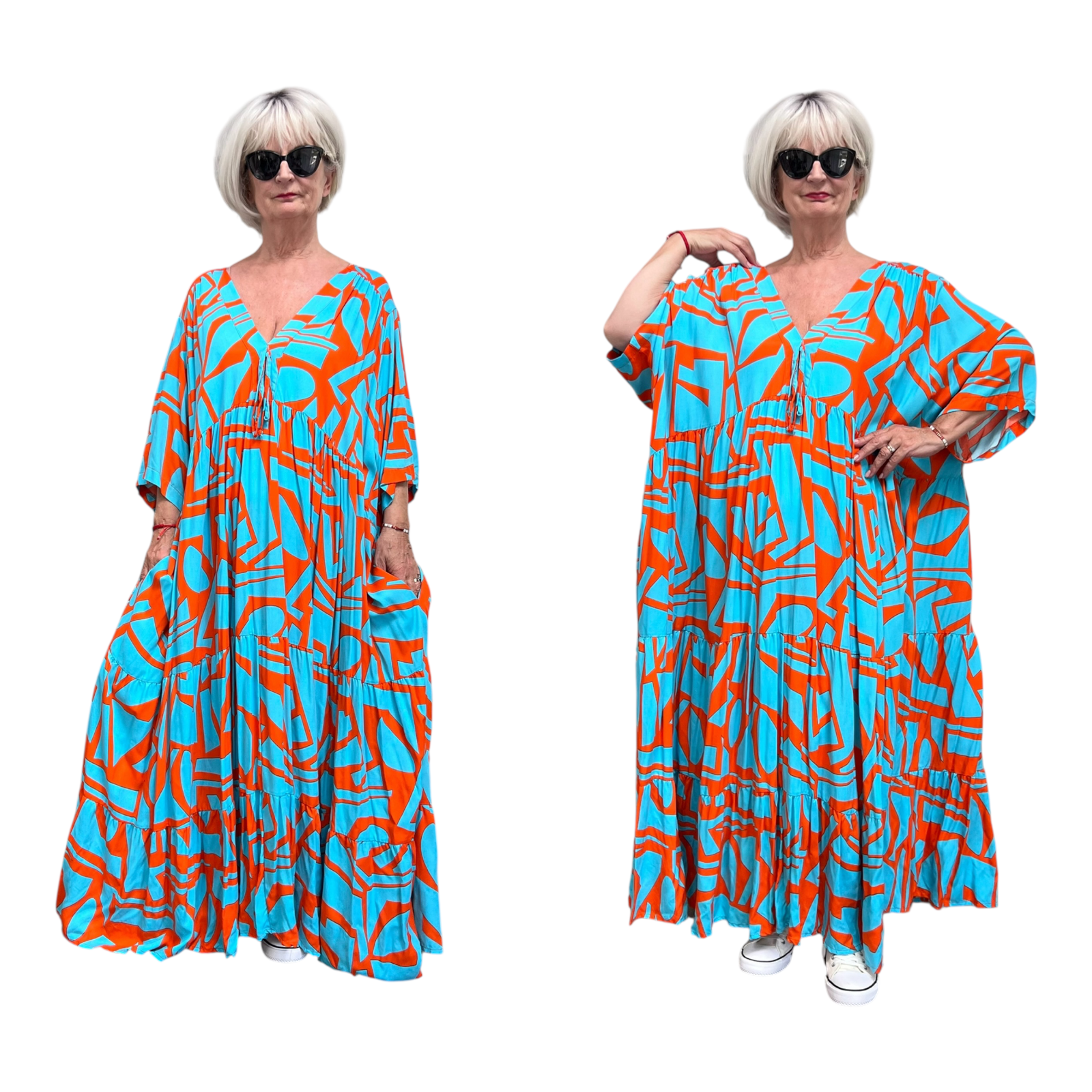 Vincenzo Allocca oversized viscose  BOHO A-lijn jurk apart
