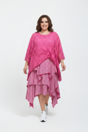 Moonshine oversized de modieuze kleuring  katoen KANTEN top apart stretch /in meerdere kleuren