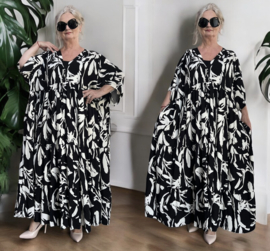 Vincenzo Allocca oversized viscose A-lijn jurk/tuniek apart zwart/wit