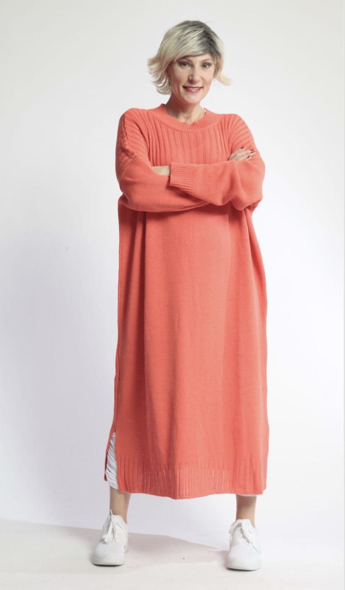 AKH gebreide oversized tuniek/jurk  apart stretch