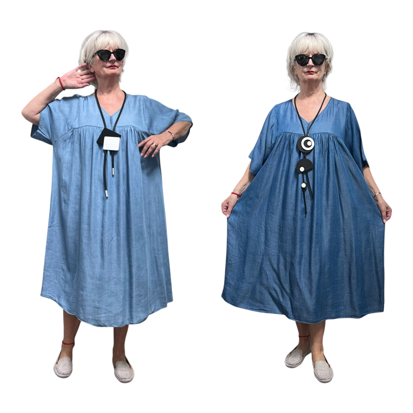 ITALIA MODA tencel jeans A-lijn jurk/in meerdere kleuren