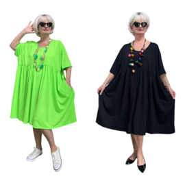 ITALIA MODA oversized katoen A-lijn jurk met zakken  stretch /in meerdere kleuren