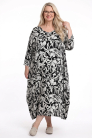 AKH oversized viscose ballon jurk zwart/wit