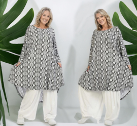 AKH oversized viscose asymmetrisch A-lijn tuniek apart stretch grijs