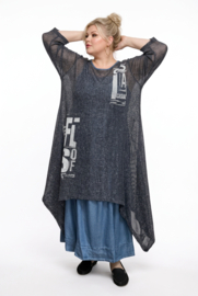 Zedd Plus katoen A-lijn overjurk jeansblauw