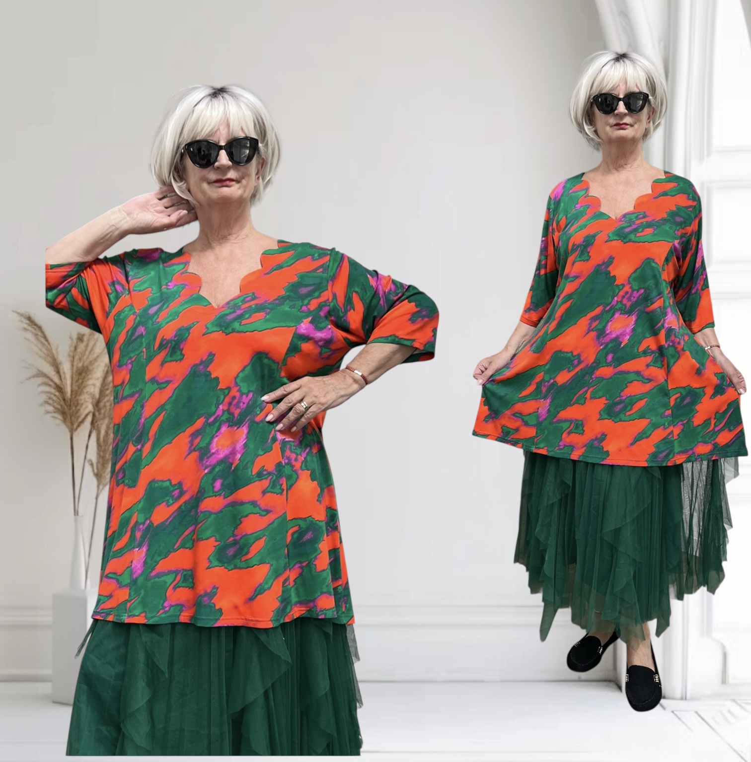Ophilia viscose A-lijn tuniek  stretch
