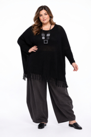ITALIA oversized acryl mix gebreide tuniek/top met franjes/in meerdere kleuren