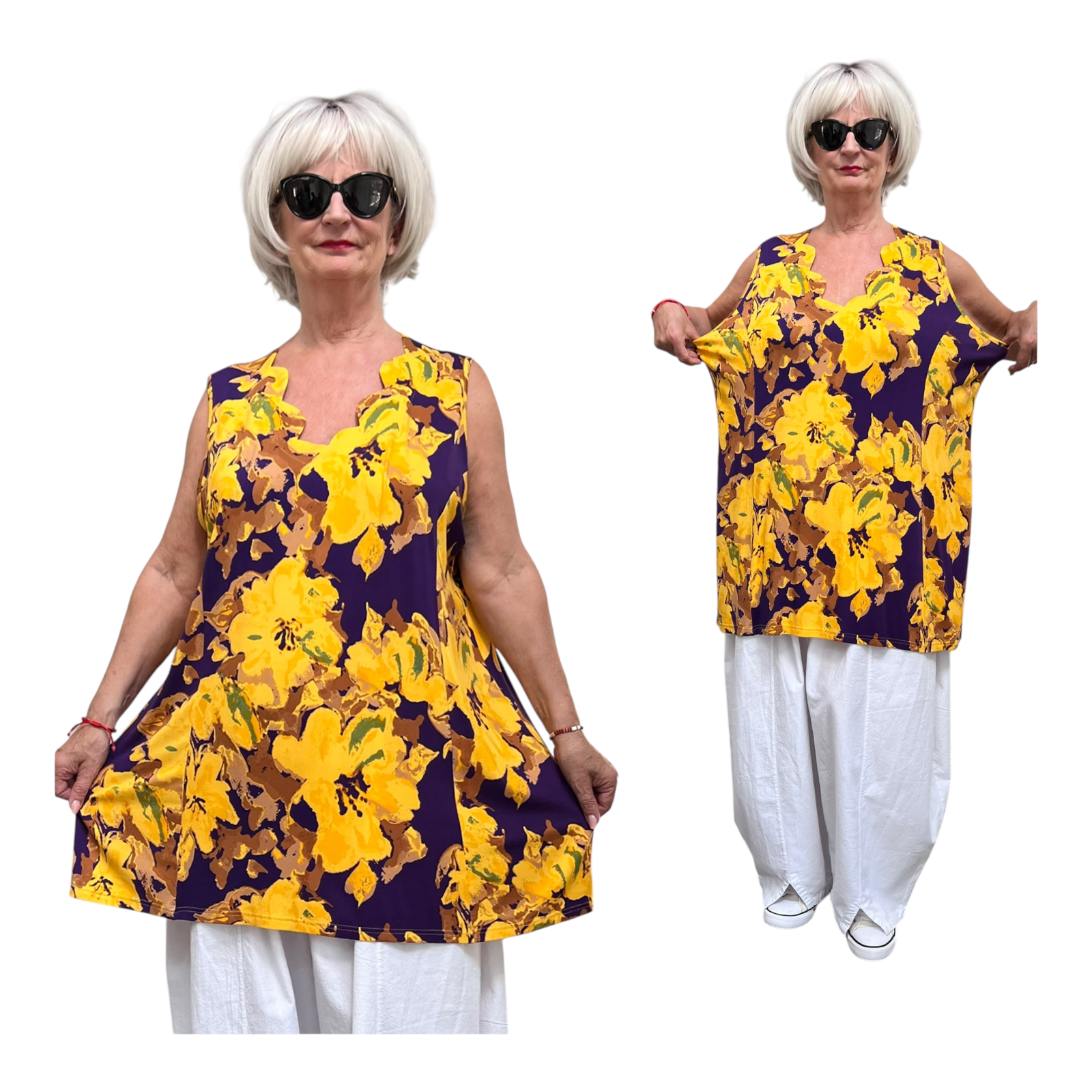 Ophilia viscose A-lijn tuniek  met aparte decolleté stretch
