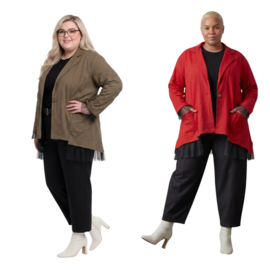 Funky Diva oversized katoen A-lijn blazer met inzet van tule stretch  /in meerdere kleuren