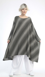 AKH oversized viscose A-lijn tuniek apart zwart/wit