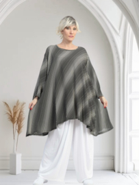 AKH oversized viscose A-lijn tuniek apart zwart/wit