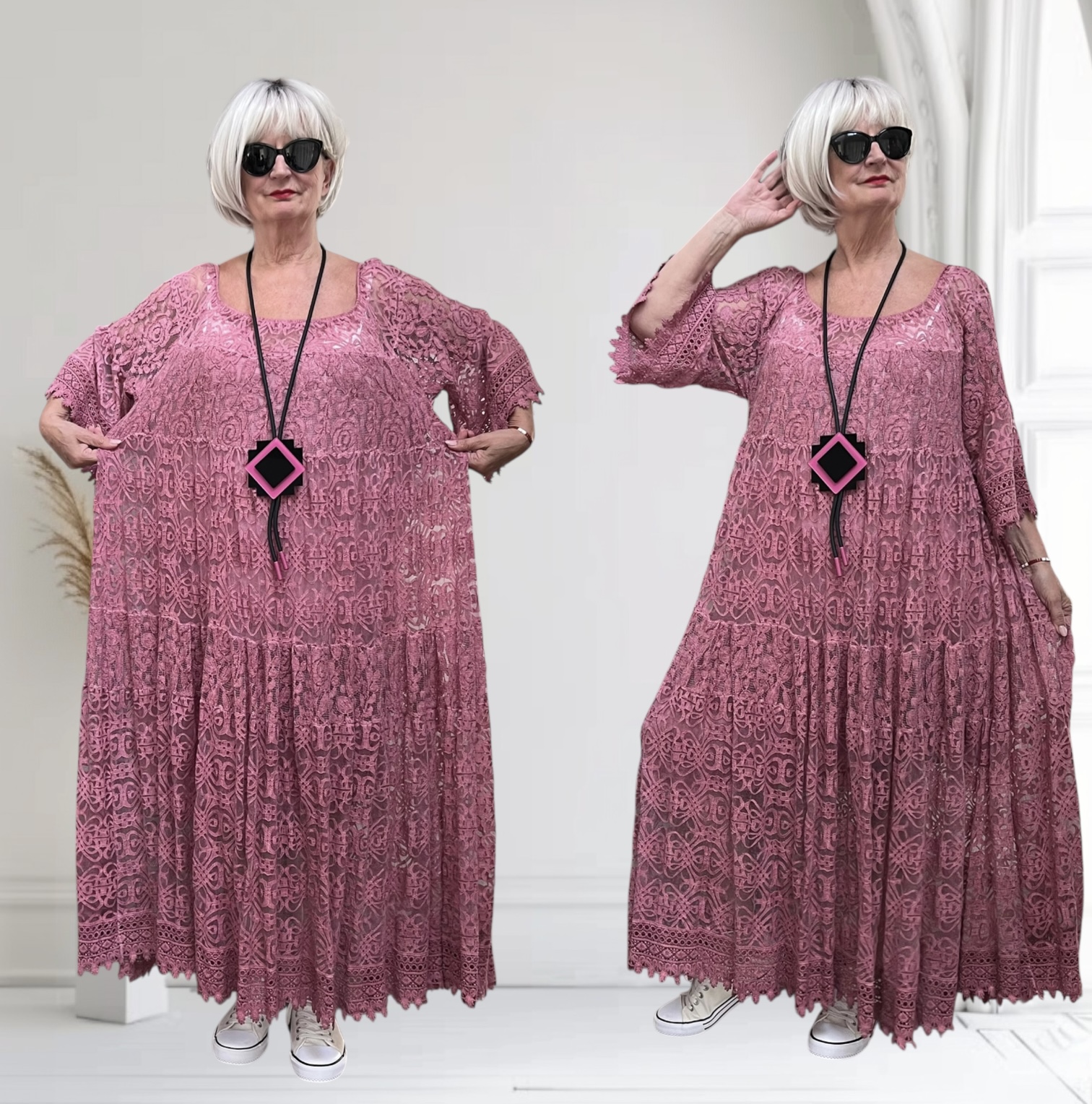 ITALIA  MODA kanten BOHO A-lijn jurk/gevoerd/apart/ in meerdere kleuren