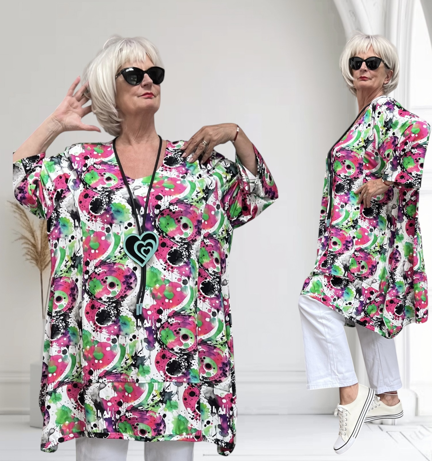 New Jersey oversized viscose A-lijn jurk/tuniek extra wijd/ stretch