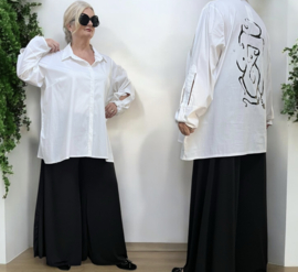 Jean Marc Philippe katoen blouse/hemd wit/zwart