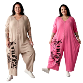 Funky Diva oversized katoen jumpsuit stretch/in meerdere kleuren