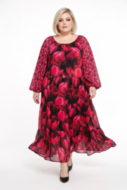 SASHA VIVIEN  chiffon met een vleugje zijde jurk gevoerd