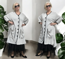 AKH gebreide oversized katoen A-lijn vest/blazer apart stretch