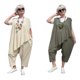 ITALIA katoen jumpsuit met zakken apart stretch /in meerdere kleuren