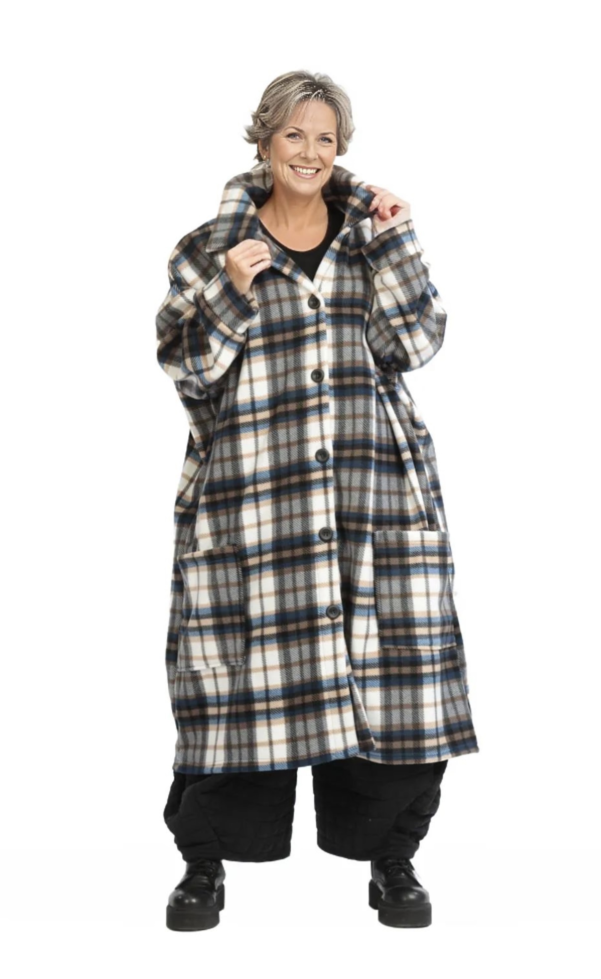AKH oversized fleece winterjas/mantel stretch