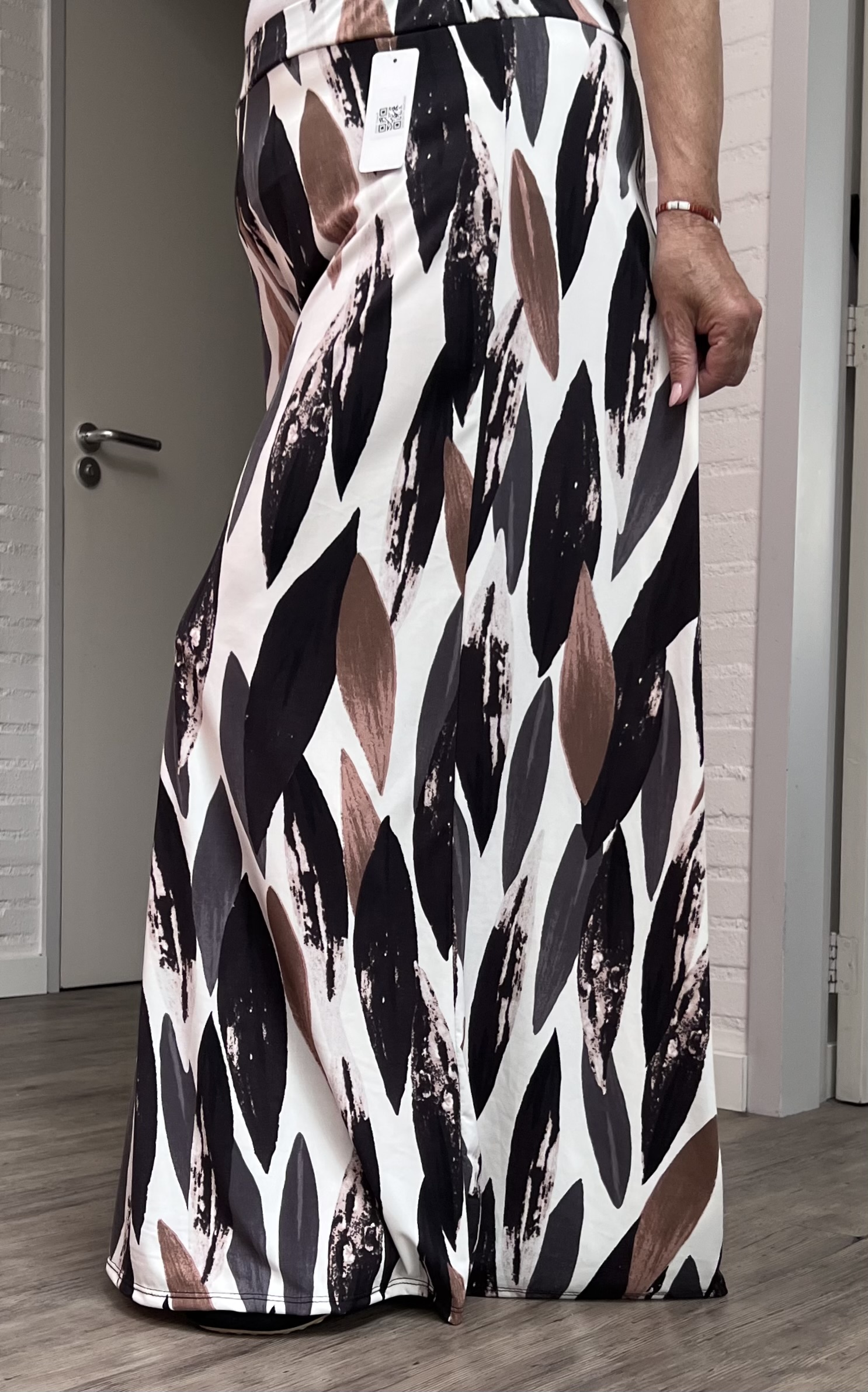 ITALY Mode jersey viscose  wijde broek apart /zeer rekbaar zwart/grijs/beige