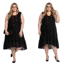 Moonshine katoen A-lijn jurk zwart /stretch