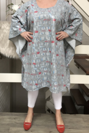 Lilian oversized jersey katoen tuniek/poncho apart (extra groot)