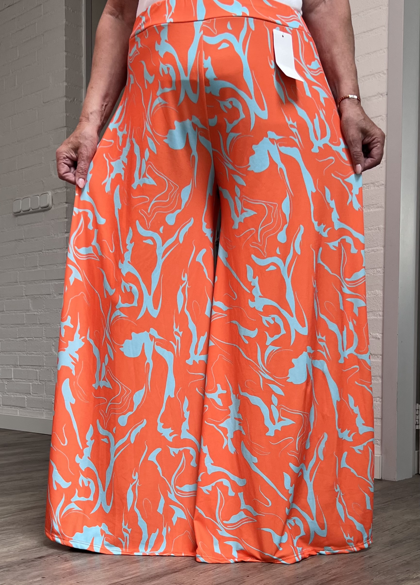 ITALY Mode jersey viscose  wijde broek apart /zeer rekbaar