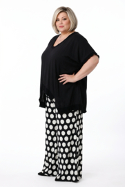 ITALY Mode jersey viscose  wijde broek apart /zeer rekbaar/zwart/wit