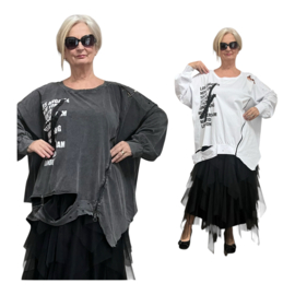 EU Queen oversized katoen A-lijn top/zwart stretch/apart/in meerdere kleuren