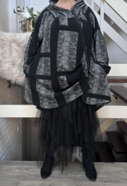 IZZY Style punta viscose A-lijn blazer/vest/jas grijs/zwart stretch
