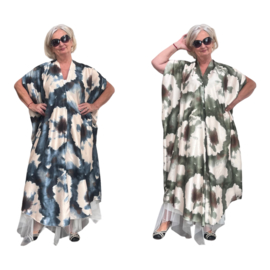 ITALIA oversized zijdelook jurk/hemd/kaftan/in meerdere kleuren