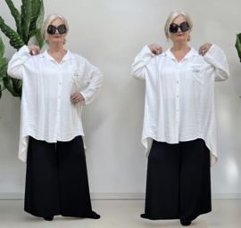 ITALIA oversized viscose A-lijn blouse/ hemd met steentjes