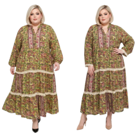 ITALIA oversized viscose/zijde  A-lijn zomer jurk