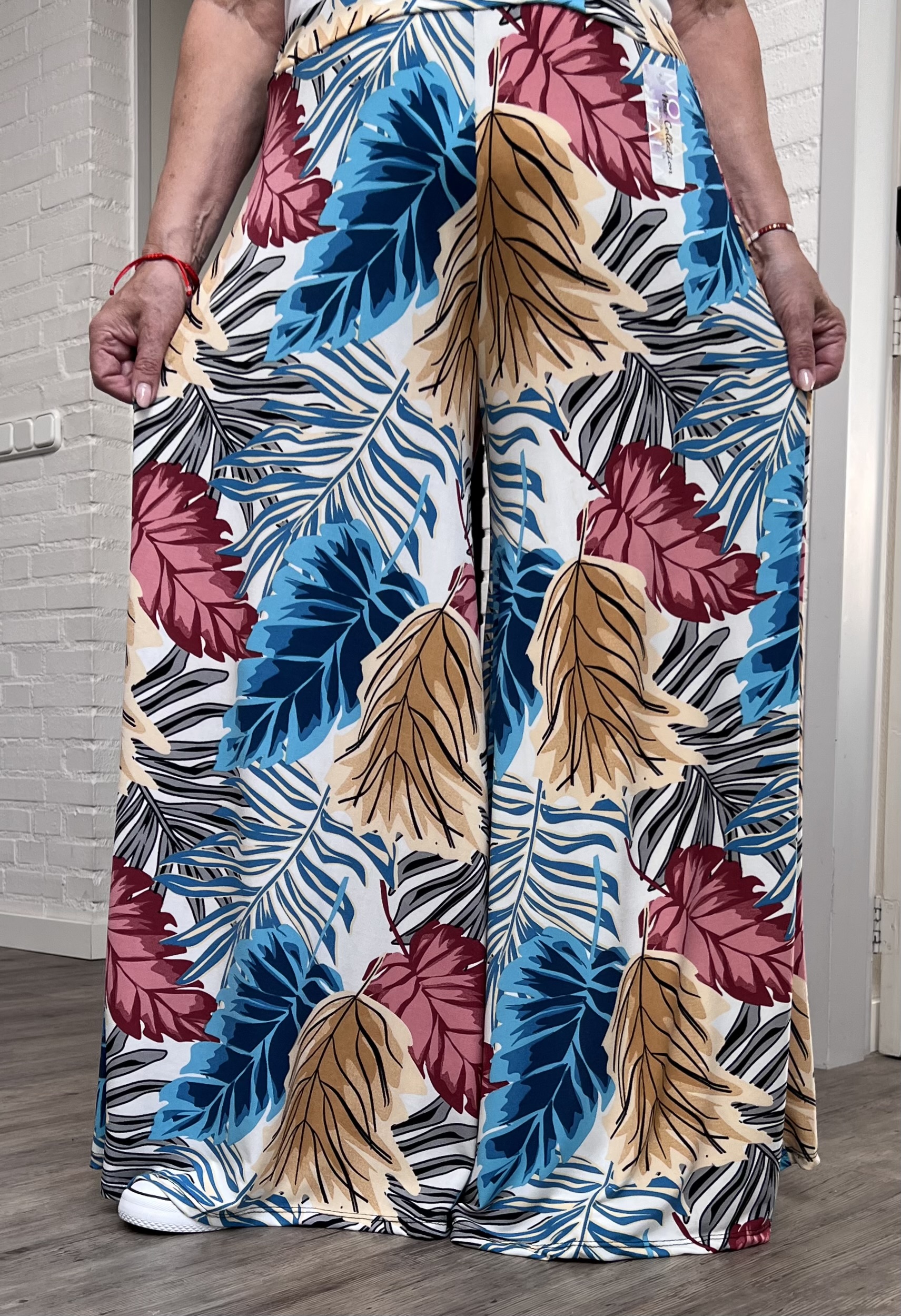 ITALY Mode jersey viscose  wijde broek apart /zeer rekbaar