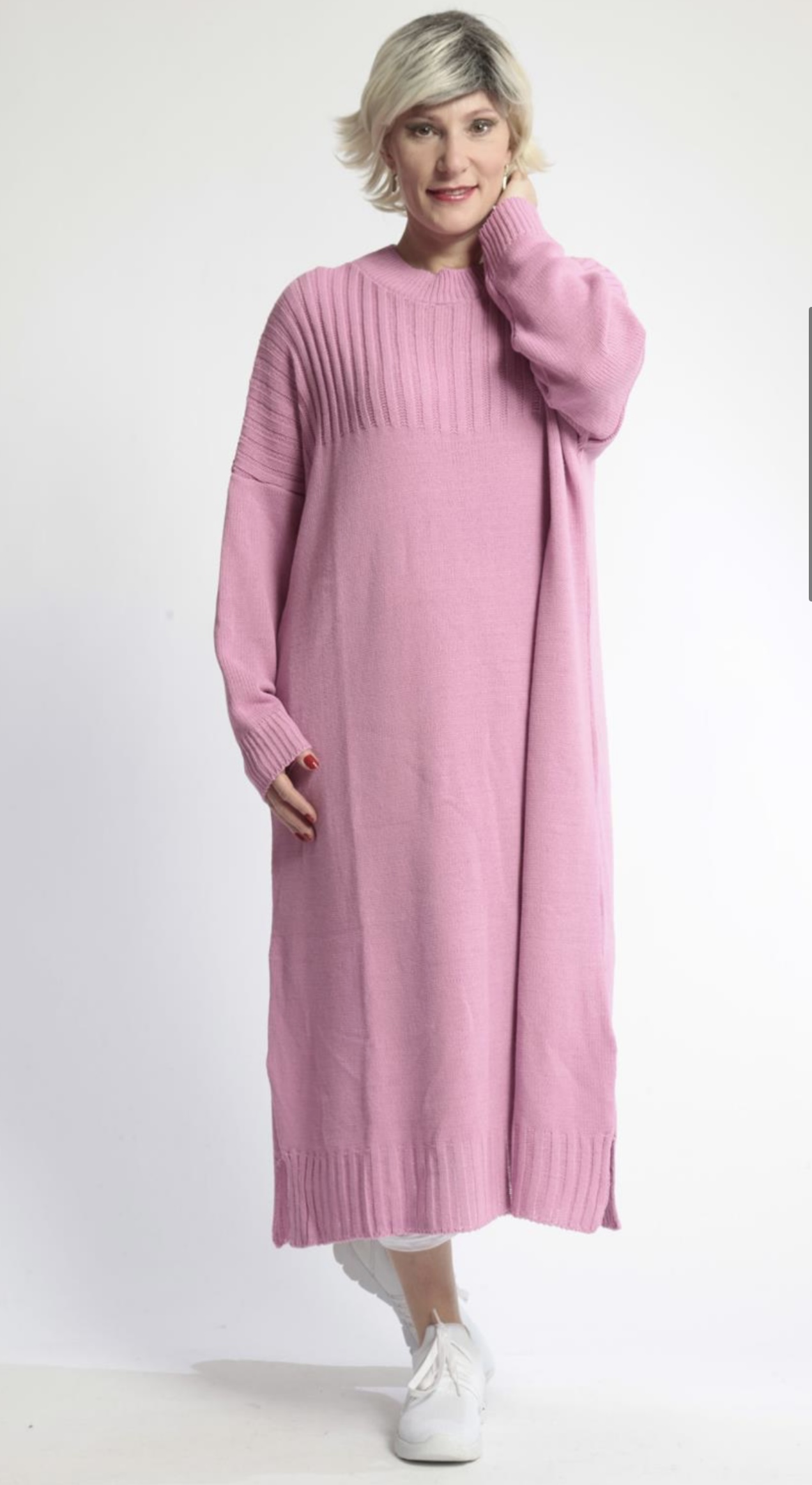 AKH gebreide oversized tuniek/jurk  apart stretch