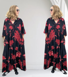 Vincenzo Allocca oversized viscose  BOHO A-lijn jurk apart/zwart