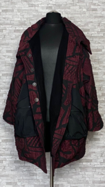 Zedd Plus oversized ballon blazer/jas  gevoerd /zwart/wijnrood