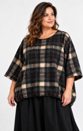 Vincenzo Allocca oversized wol mix A-lijn top apart/stretch zwart