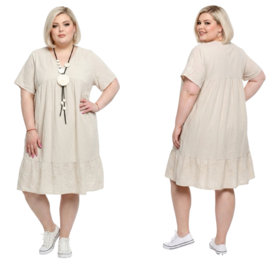 ITALIA MODA geborduurd linnen/viscose A-lijn jurk