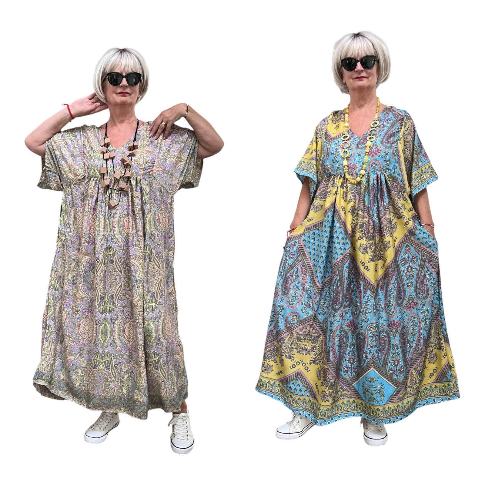 ITALIA oversized viscose/zijde A-lijn zomer jurk/in meerdere kleuren