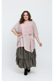 Moonshine linnen/viscose A-lijn tuniek met kant / in meerdere kleuren