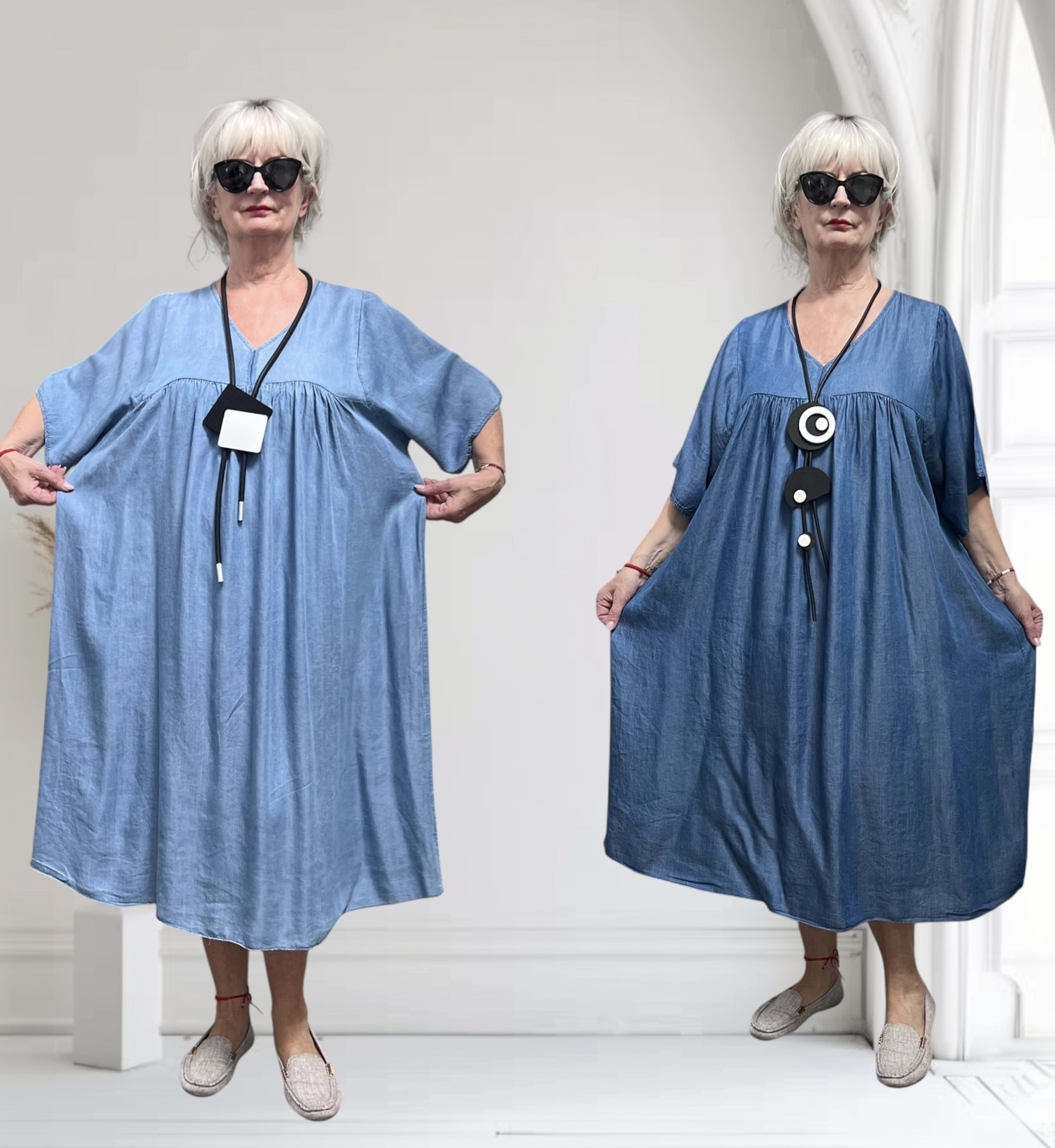 ITALIA MODA tencel jeans A-lijn jurk/in meerdere kleuren