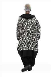 AKH oversized viscose mix A-lijn blazer/jas/vest/apart/ stretch zwart /wit
