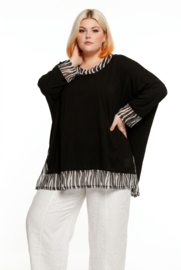 Vincenzo Allocca oversized katoen tricot A-lijn tuniek /apart stretch /zwart/wit