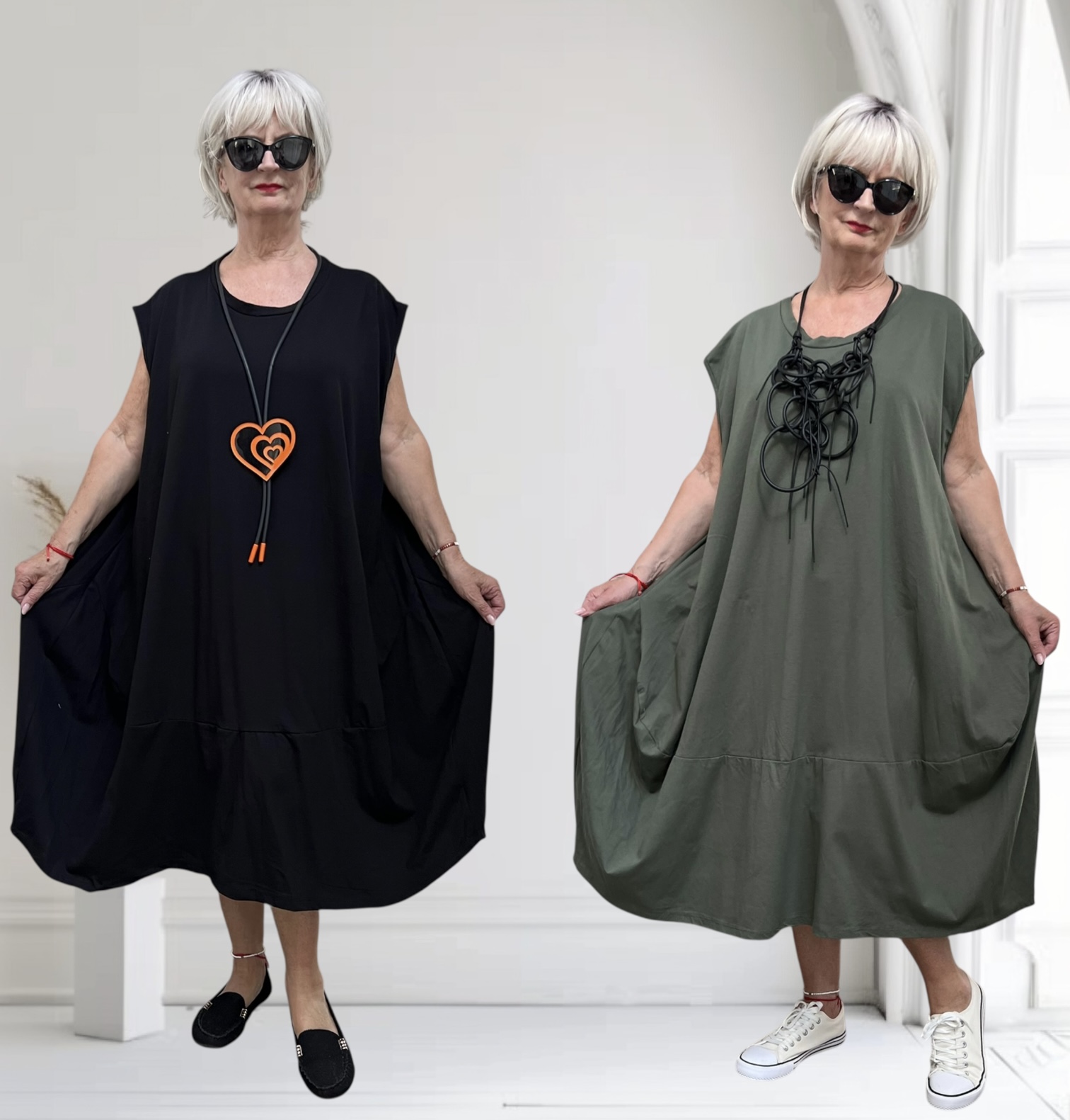 ITALIA  MODA  katoen A-lijn jurk apart/ in meerdere kleuren