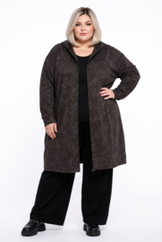 AKH oversized viscose jersey blazer met capuchon stretch/chocoladebruin
